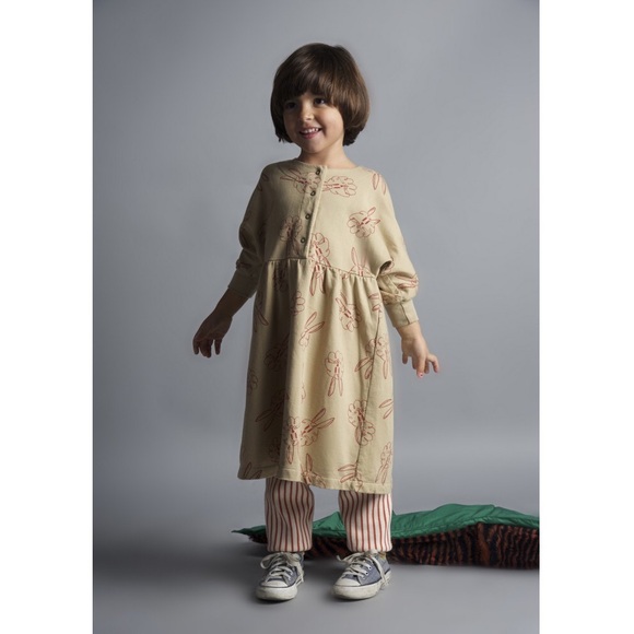 Bobo Choses Fleece Bunnies Dress - Sand/Red - Size 18/24M - Picture 3 of 6